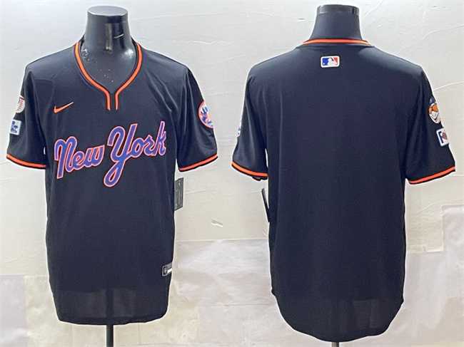 Men%27s New York Mets Blank Black 2025 Spring Training Stitched Jersey